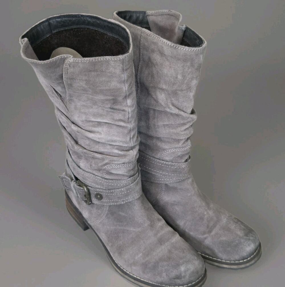 Clarks Majorca Villa Women's US 9M Leather Suede Boots Slouch Biker Taupe 63165